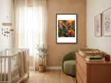 hummingbird-hovering-near-orange-flowers-1 framed in a tender room thumbnail