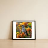 hummingbird-perched-on-orange-flowers-1 — framed, leaning against the wall thumbnail