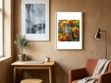 hummingbird-perched-on-orange-flowers-1 framed in a focused room thumbnail