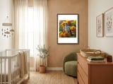 hummingbird-perched-on-orange-flowers-1 framed in a tender room thumbnail