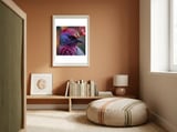Vibrant Exotic Bird Detailed Feather Close Up framed in a gentle room thumbnail
