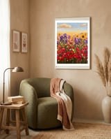 Vibrant Wildflower Field Oil Painting framed in a tender room thumbnail