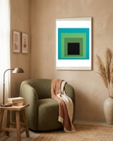 JOSEF ALBERS - HOMAGE TO THE SQUARE GREEN BLACK framed in a tender room thumbnail