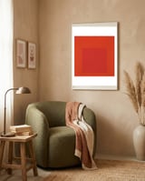 JOSEF ALBERS - HOMAGE TO THE SQUARE RED framed in a tender room thumbnail