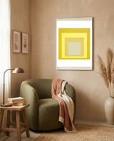 JOSEF ALBERS - HOMAGE TO THE SQUARE YELLOW WHITE framed in a tender room thumbnail