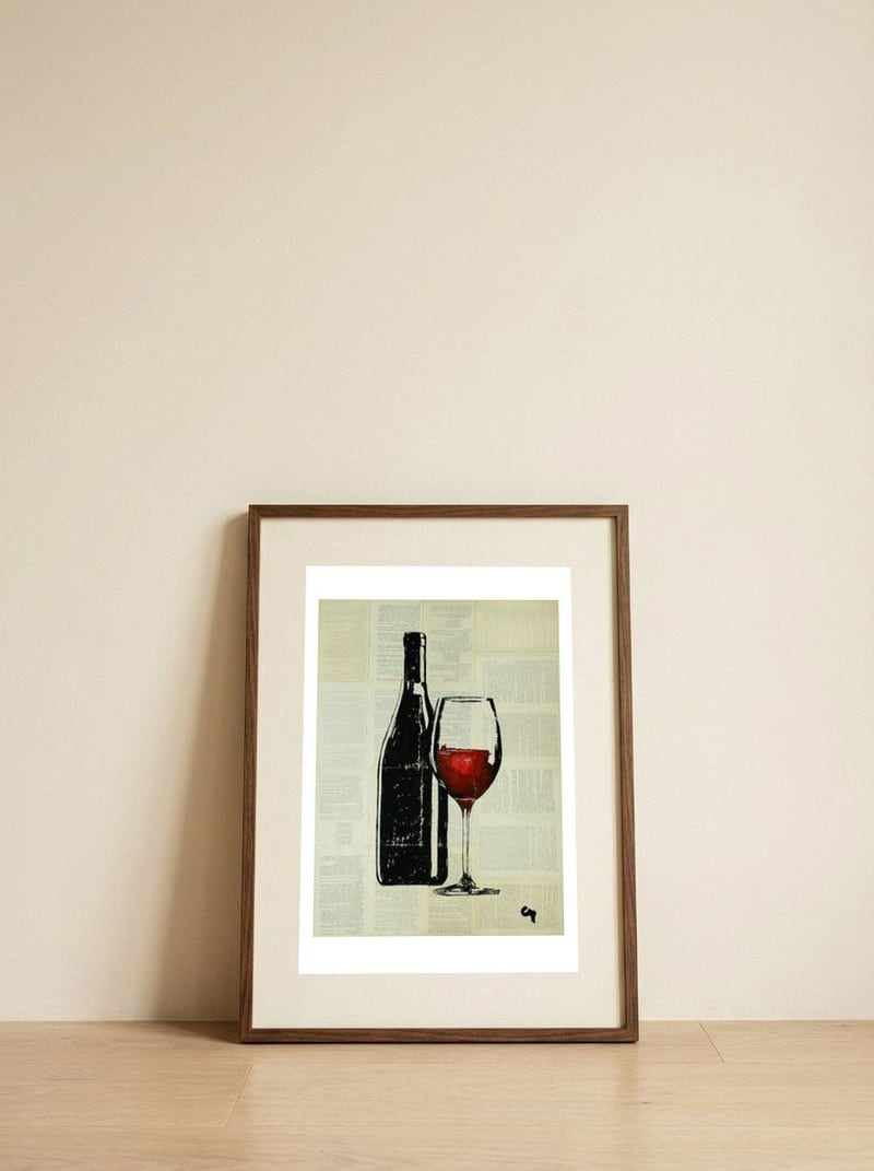 Red Wine . — framed, leaning against the wall