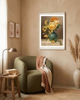 William Duffield – Marchal Niel Roses (1883) Botanical Floral Print framed in a tender room thumbnail