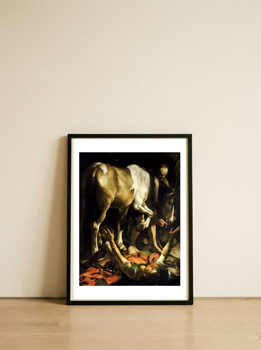 caravaggio-the-conversion-of-saint-paul-c-1601 — framed, leaning against the wall