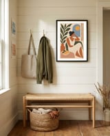 Matisse-Inspired Contemplative Afternoon – Minimalist Woman with Lemons and Sunlight | Warm Modern Wall Art framed in a relaxed room thumbnail