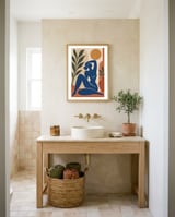 Henri Matisse Inspired – Blue Nude Female Silhouette with Organic Botanical Forms framed in a breezy room thumbnail