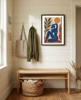 Henri Matisse Inspired – Blue Nude Female Silhouette with Organic Botanical Forms framed in a relaxed room thumbnail
