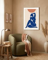 Abstract Nude Art Inspired by Henri Matisse, Minimalist Female Figure, Modern Matisse Style Artwork framed in a tender room thumbnail