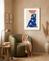 Abstract Nude Art Inspired by Henri Matisse, Minimalist Female Figure, Modern Matisse Style Artwork framed in a tender room thumbnail