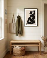 Henri Matisse Inspired – Abstract Black Nude Woman | Modern Minimalist Female Figure, Contemporary Wall Art framed in a relaxed room thumbnail