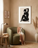 Henri Matisse Inspired – Abstract Black Nude Woman | Modern Minimalist Female Figure, Contemporary Wall Art framed in a tender room thumbnail