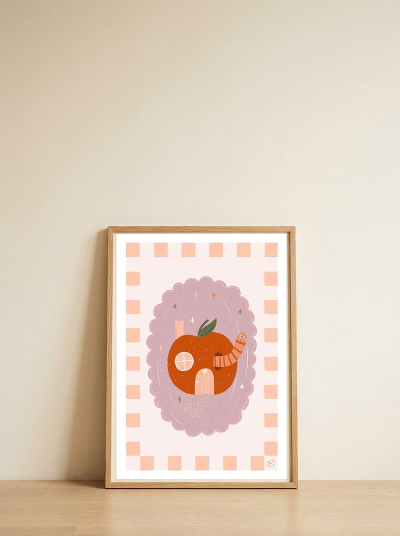The Apple House — framed, leaning against the wall