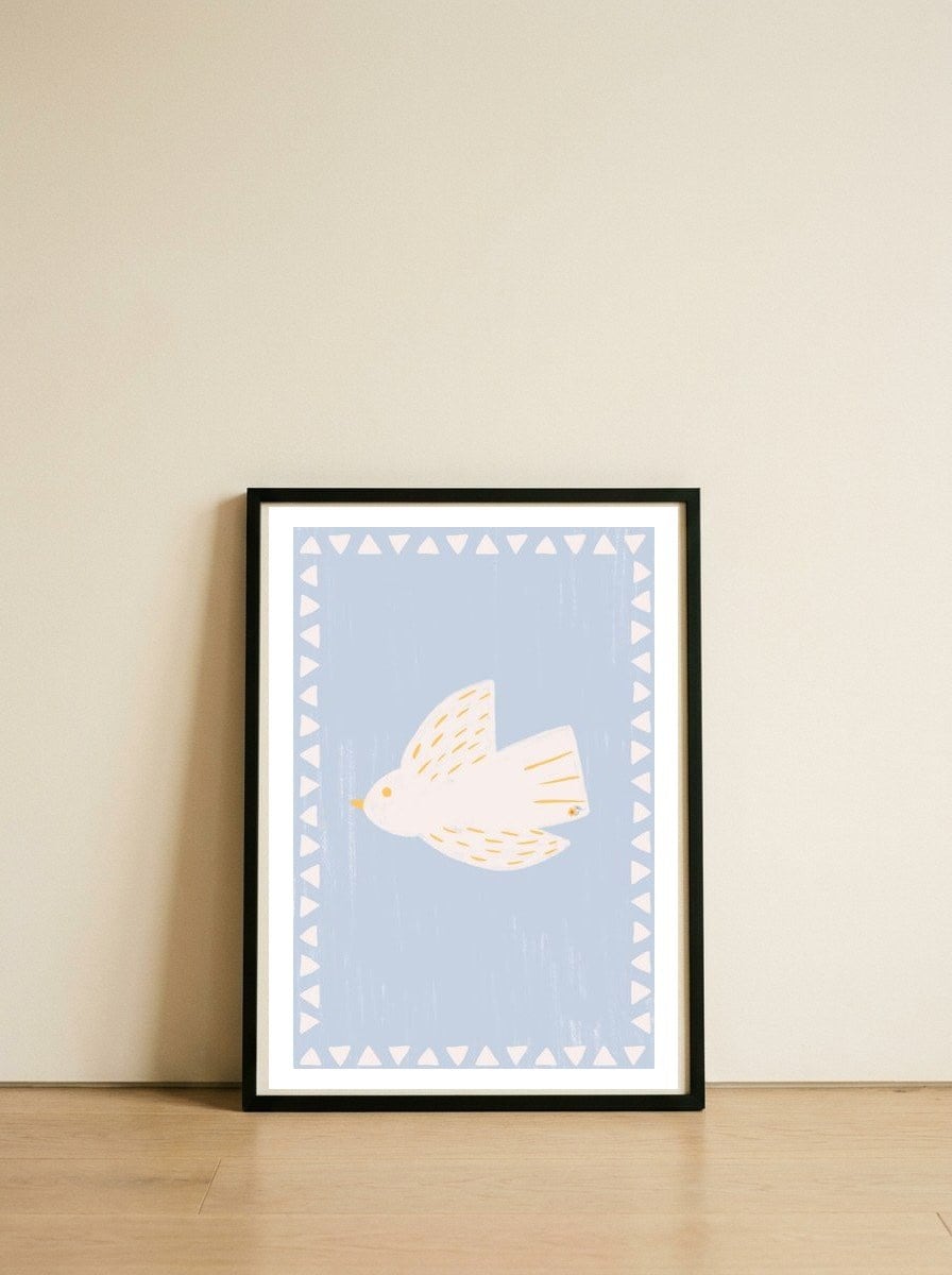 Spring Bird — framed, leaning against the wall