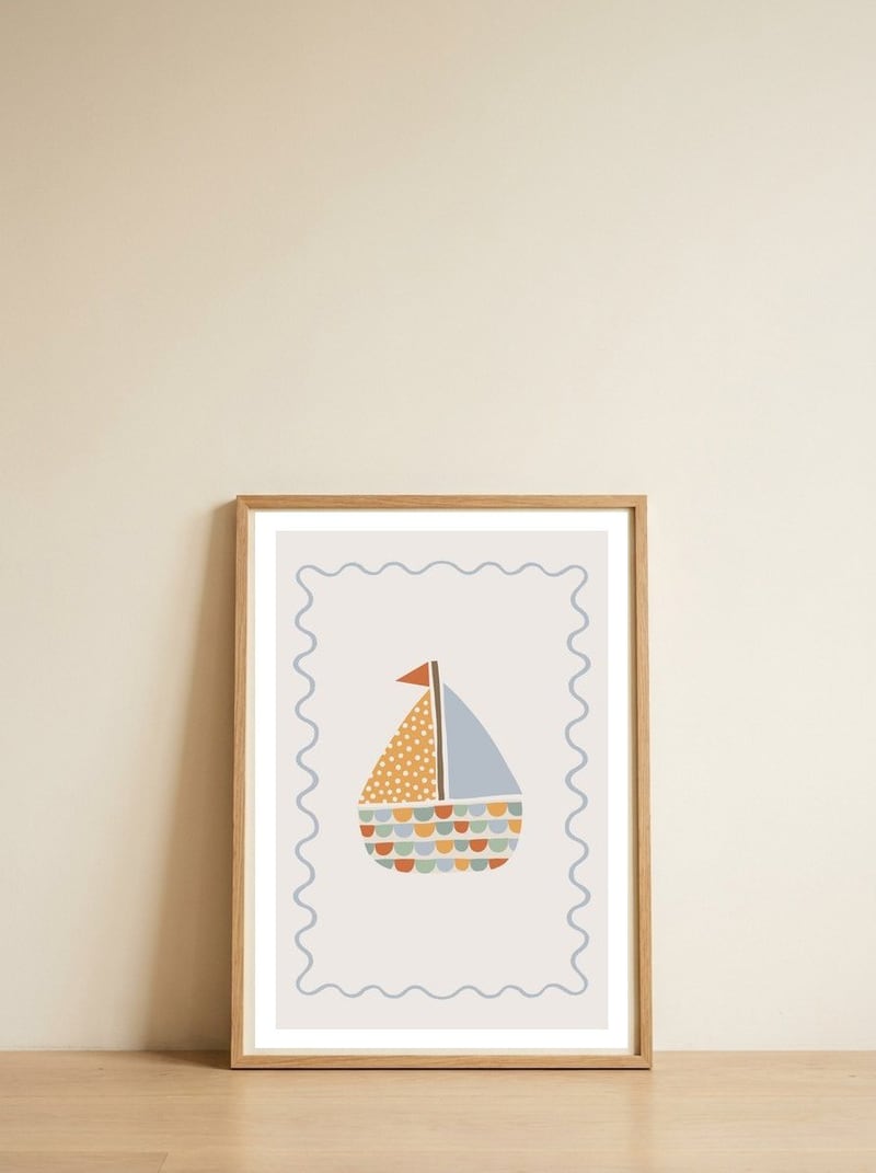 Sail Away — framed, leaning against the wall