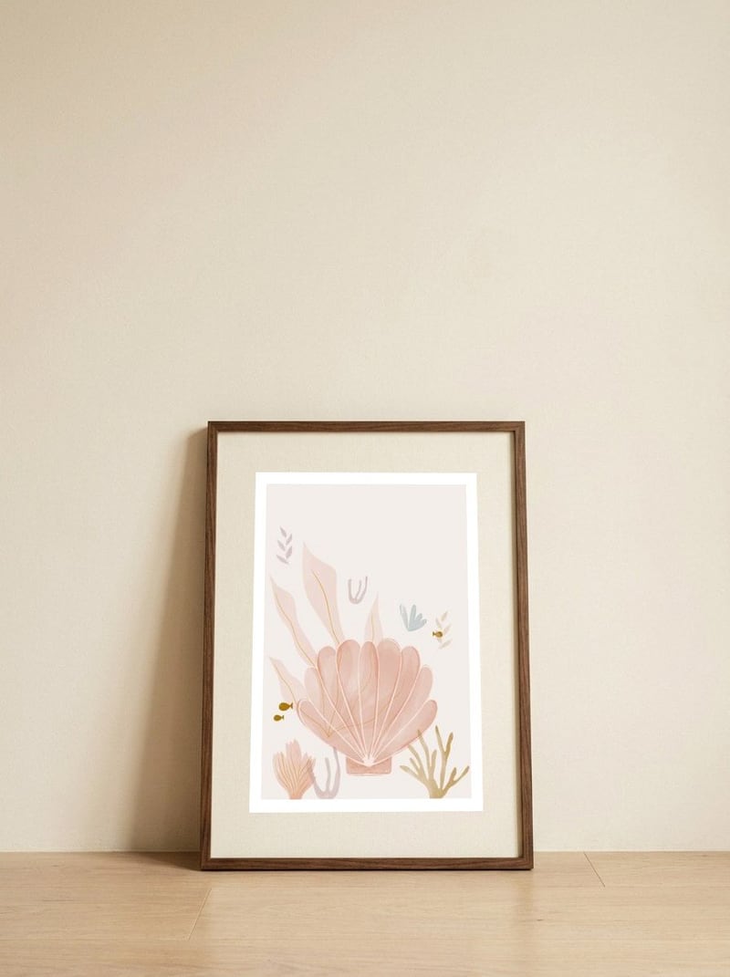 Shell Garden — framed, leaning against the wall