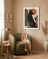 Black German Shepherd – Abstract Geometric Portrait | Terracotta, Olive & Earth Tones framed in a tender room thumbnail