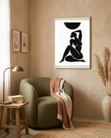 Matisse Inspired Black Nude Woman Art, Minimalist Abstract Female Figure, Modern Silhouette Artwork framed in a tender room thumbnail