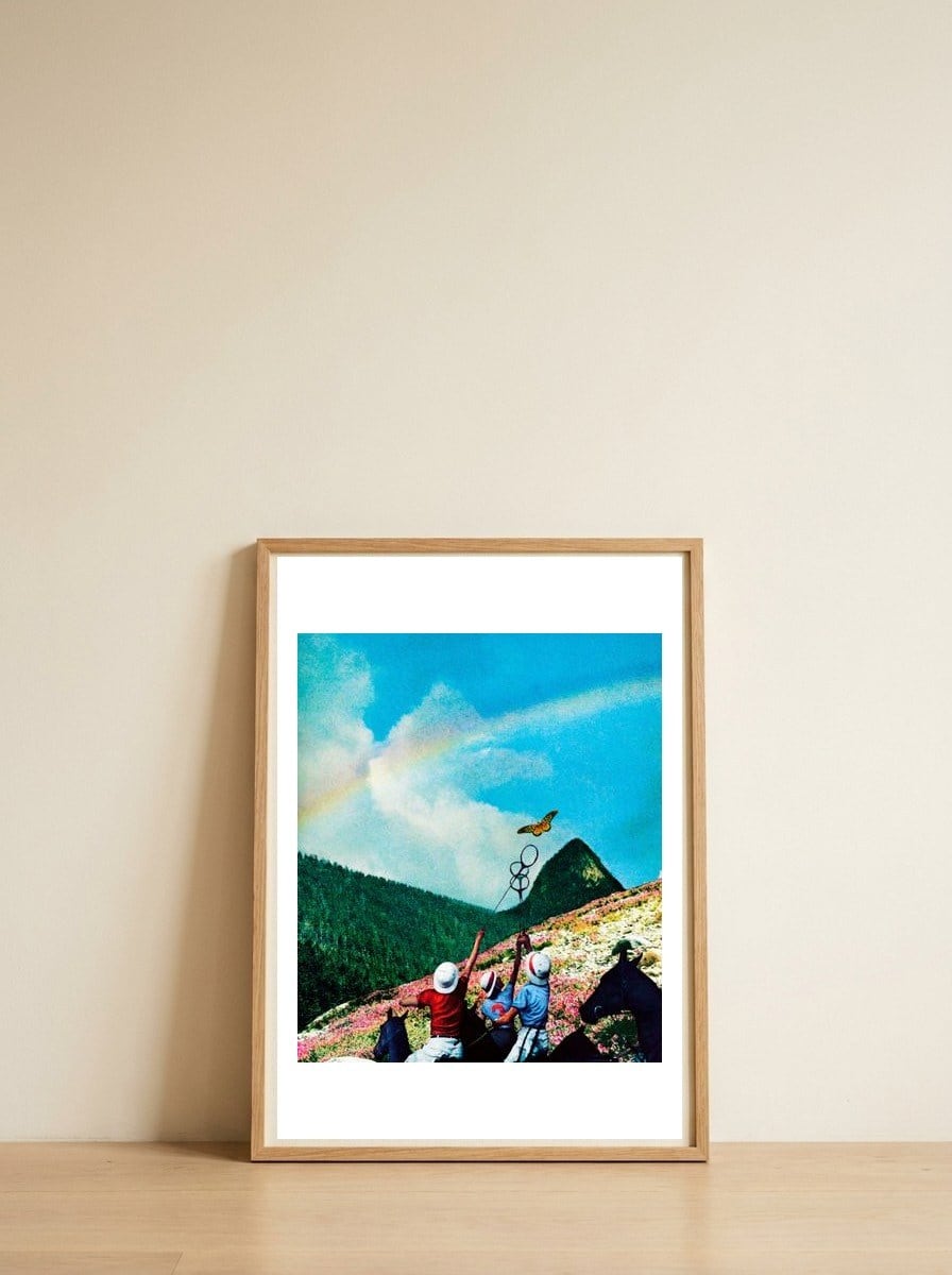 Playful Kids Butterfly Rainbow — framed, leaning against the wall