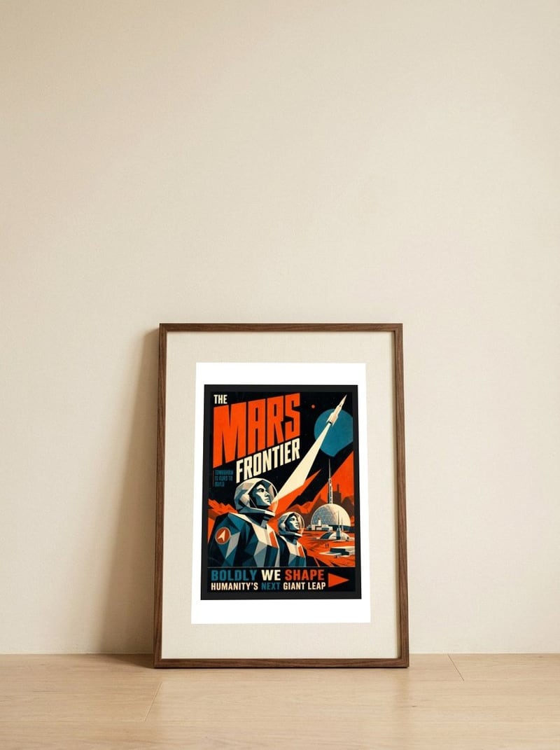 Bold Mars Frontier — framed, leaning against the wall