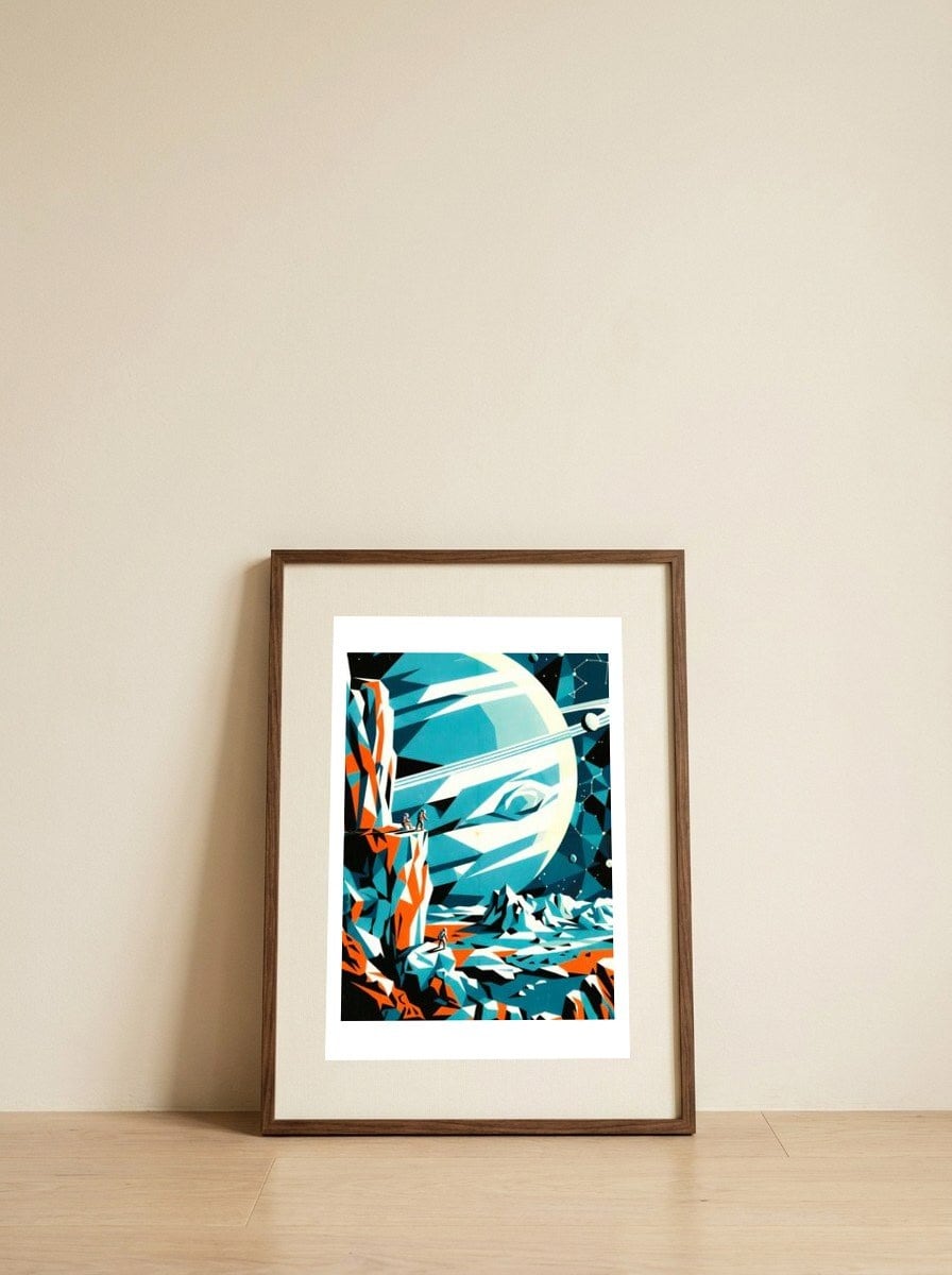 Astronauts Giant Planet View — framed, leaning against the wall