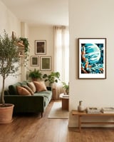 Astronauts Giant Planet View framed in a grounding room thumbnail