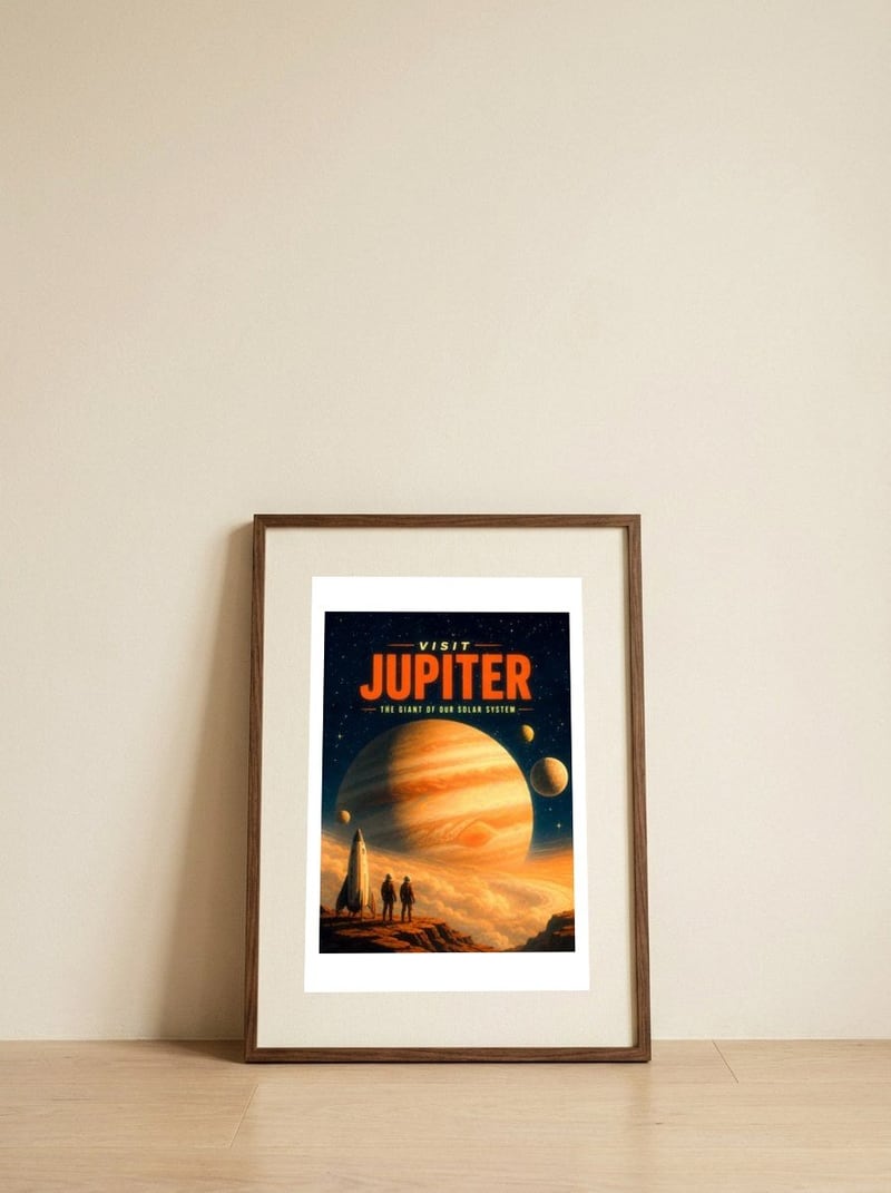 Jupiter Planet Exploration — framed, leaning against the wall