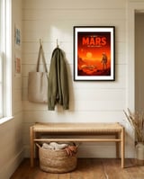 Astronaut Mars Colony Vista framed in a relaxed room thumbnail