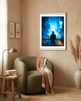 Sci Fi Neon Cityscape framed in a tender room thumbnail