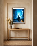 Sci Fi Neon Cityscape framed in a welcoming room thumbnail
