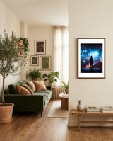 A Cyberpunk Neon Hero framed in a grounding room thumbnail