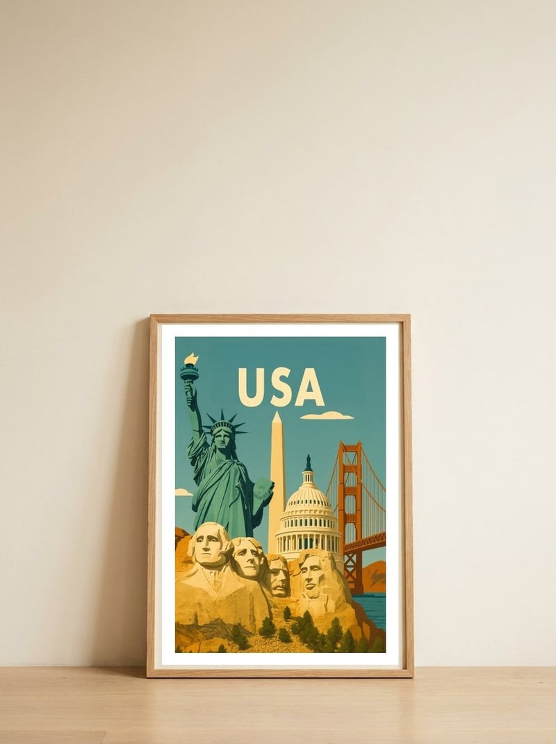 Visit the USA — framed, leaning against the wall