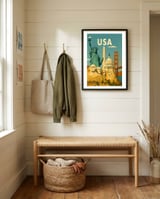 Visit the USA framed in a relaxed room thumbnail
