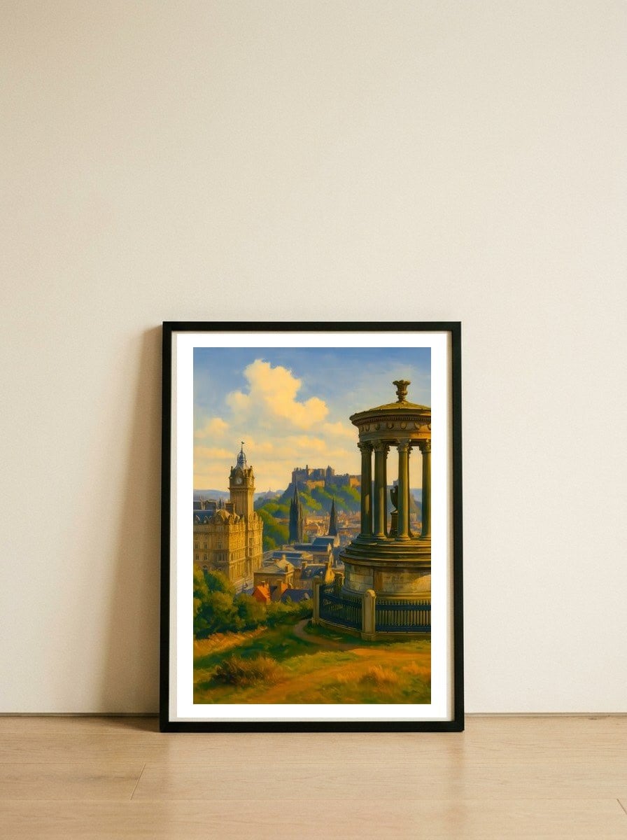 Edinburgh City View — framed, leaning against the wall