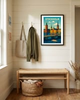 Stockholm Travel Art framed in a relaxed room thumbnail