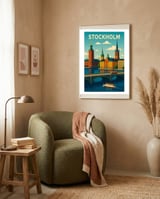 Stockholm Travel Art framed in a tender room thumbnail