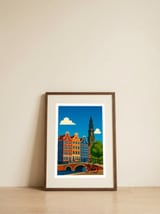 Amsterdam Canal and Bike — framed, leaning against the wall thumbnail