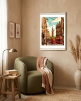 London Travel Poster framed in a tender room thumbnail