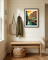 Amsterdam Canal Houses framed in a relaxed room thumbnail