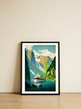 Scenic Fjord Adventure — framed, leaning against the wall thumbnail