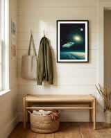 Driving Through the Cosmos framed in a relaxed room thumbnail