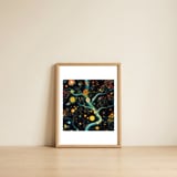 Cosmic Garden Blooms — framed, leaning against the wall thumbnail