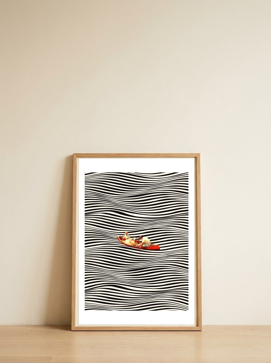 The Real Boat Trip — framed, leaning against the wall