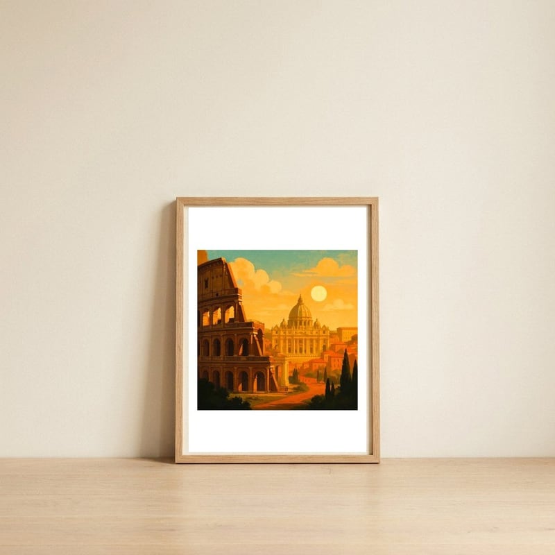Rome At Golden Dawn — framed, leaning against the wall