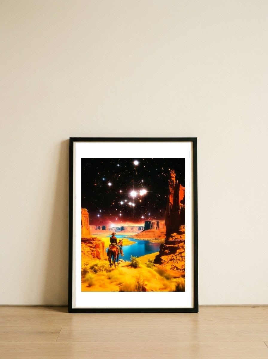 The Cosmic Frontier — framed, leaning against the wall