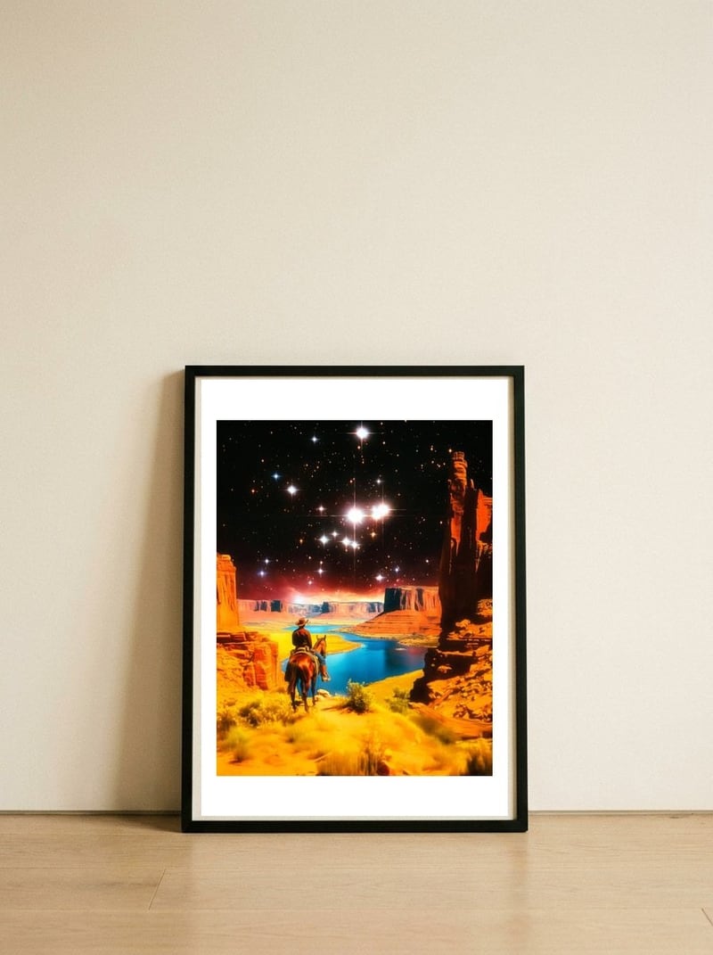 The Cosmic Frontier — framed, leaning against the wall