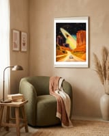 Road Trip to the Rings of Infinity framed in a tender room thumbnail